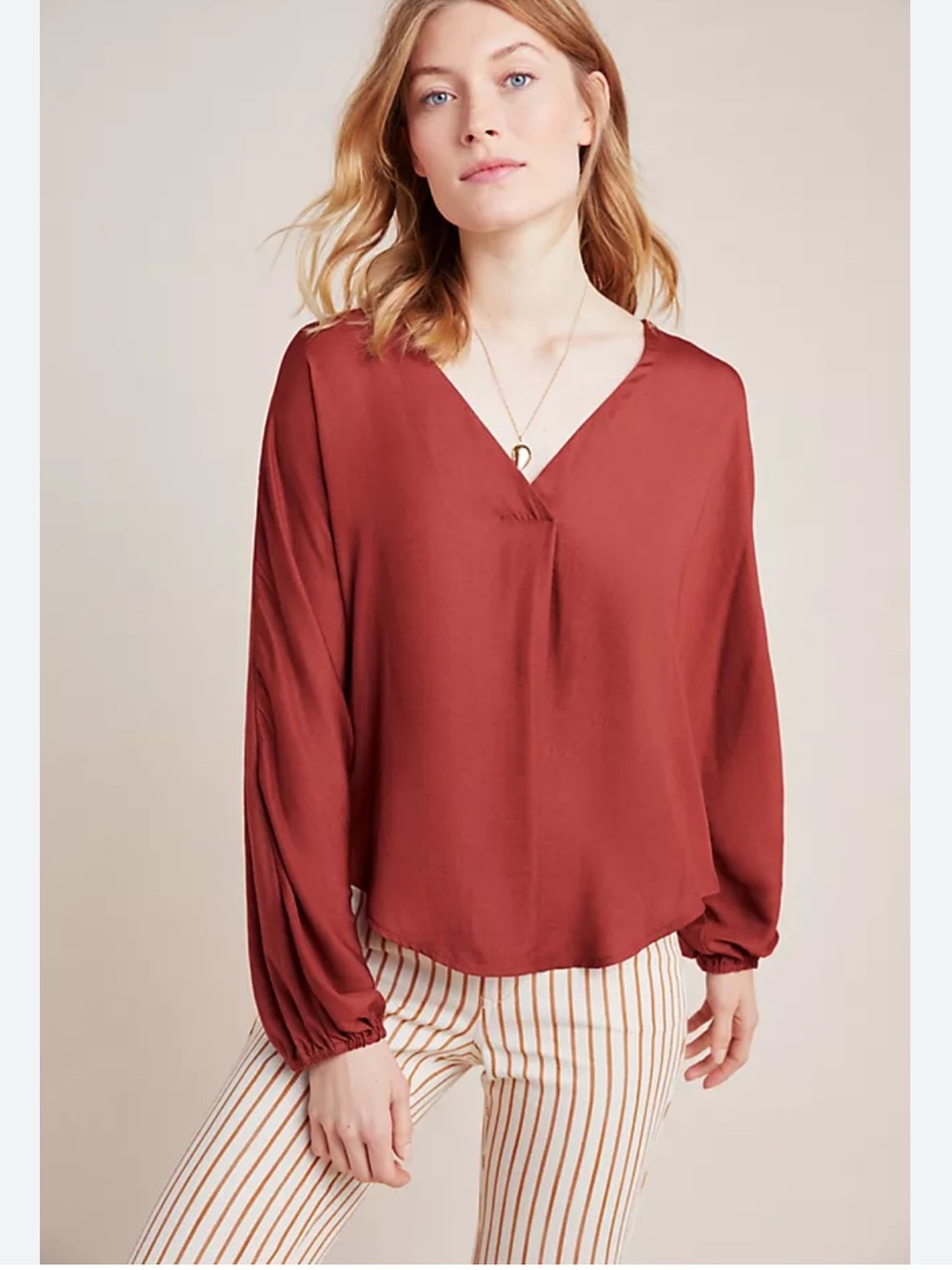 Anthropologie | Dolan Contessa Long Sleeve Silky Pleated Burgundy Top